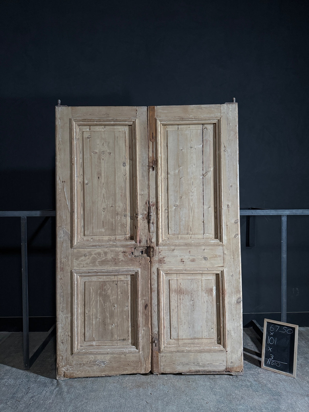 Antique Carved 2 Panel Double Doors - 67.5x101 - N510