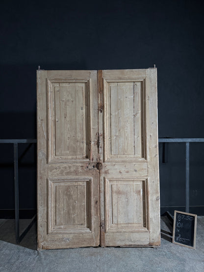 Antique Carved 2 Panel Double Doors - 67.5x101 - N510
