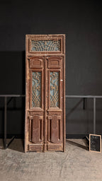 Antique Iron French Door Unit With Transom - 39.75x126 - N136
