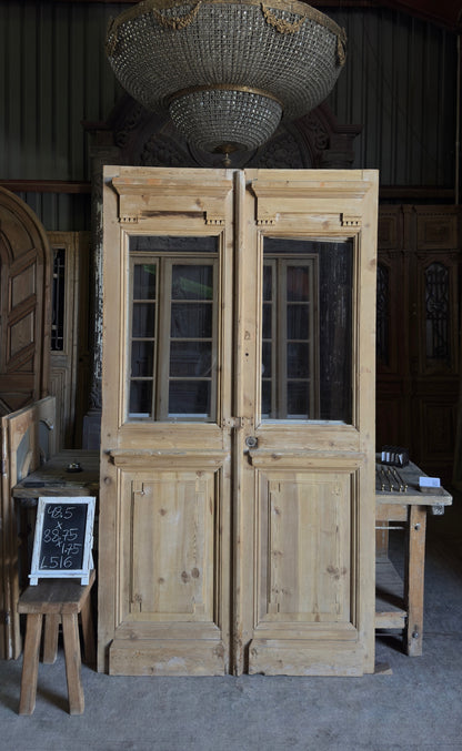 Antique Glass 4 Lite French Doors - 48.5x88.75 - L516