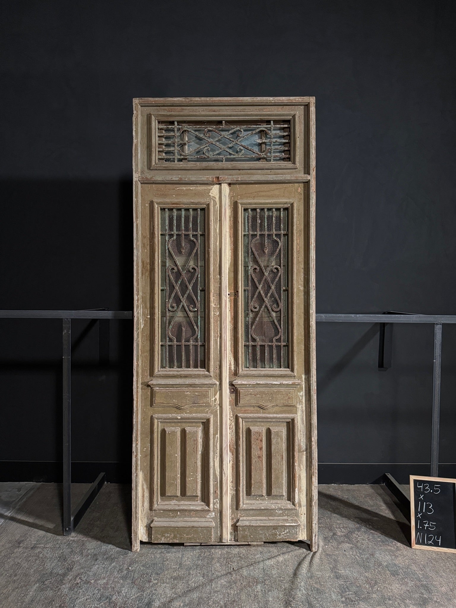 Antique Iron French Doors - 43.5x113 - N124
