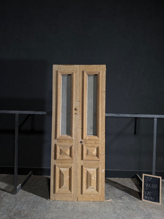 Antique Obscured Glass 1 Lite French Doors - 37x93.5 - N470