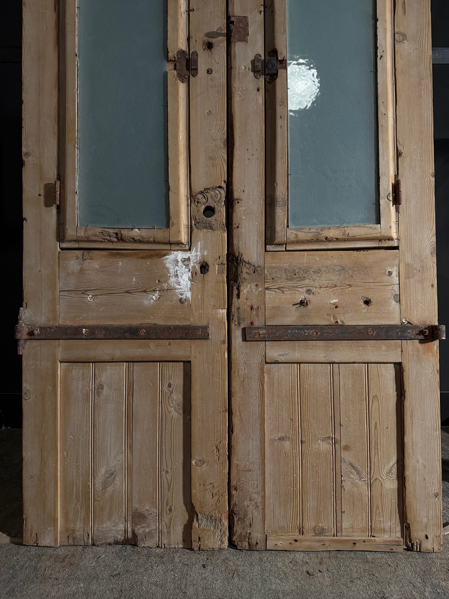 Antique Carved 1 Lite French Doors - 47.75x89 - N586