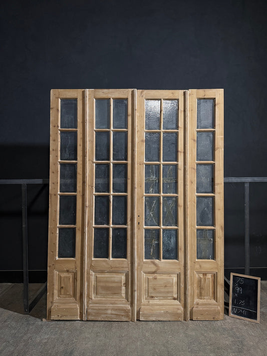 Antique Textured Glass Paneled Bi-Fold Doors - 75x99 - N741