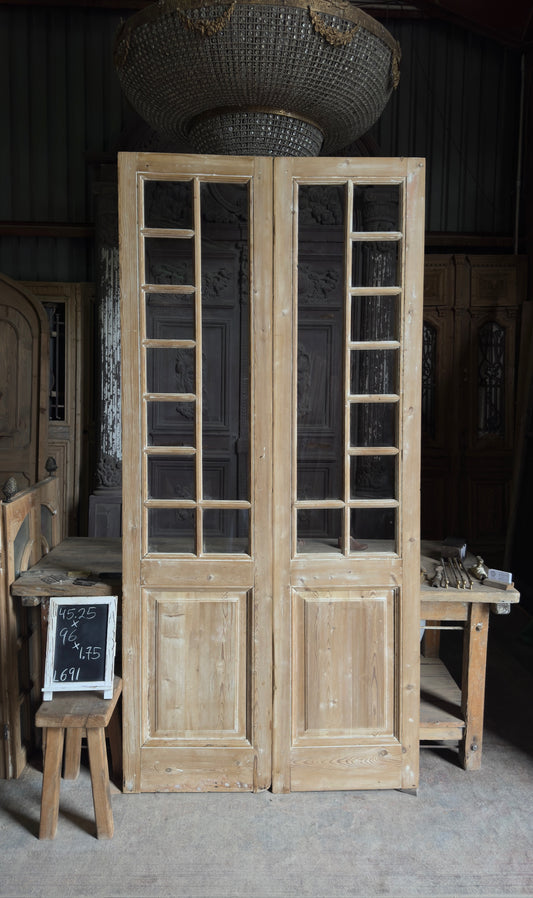 Antique Glass 10 Lite French Doors - 45.25x96 - 691
