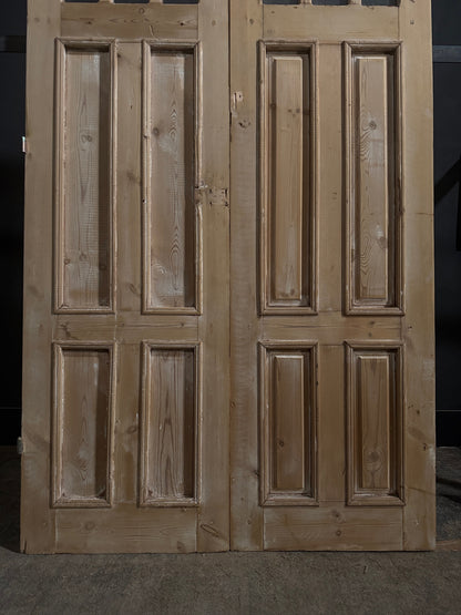 Antique Paneled Clear Glass Double Doors - 47x82.5 - N760