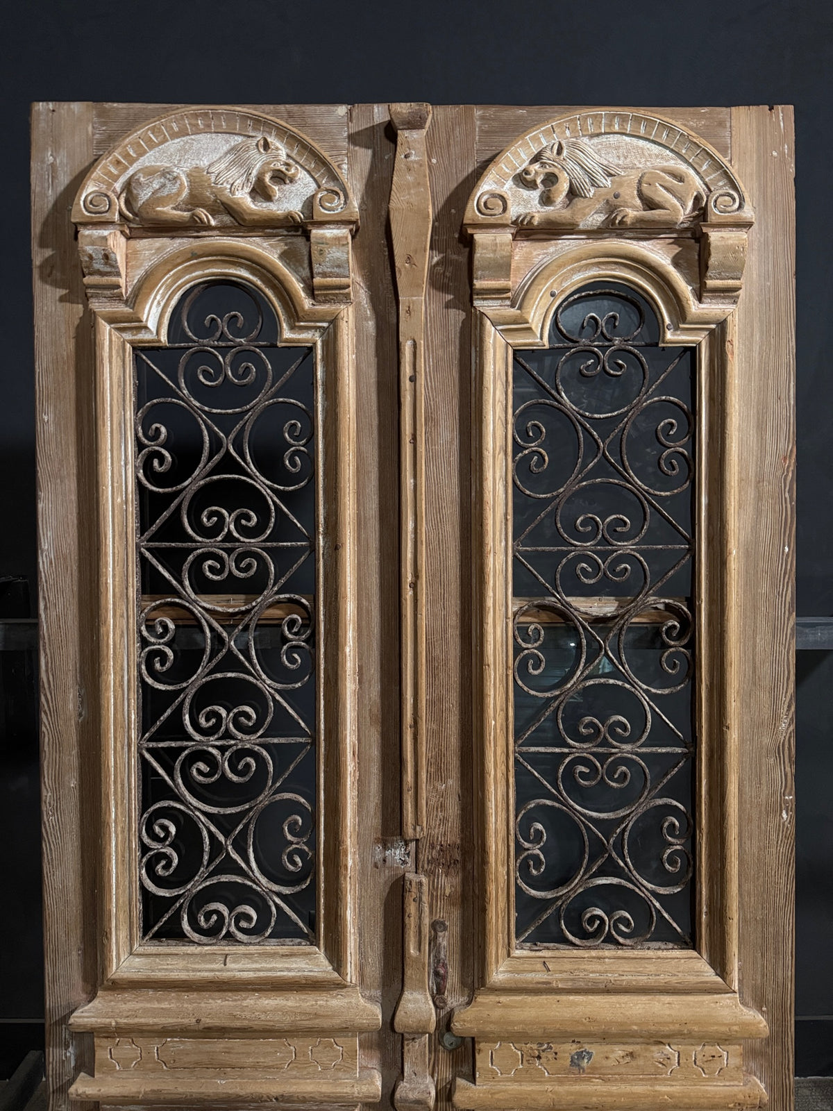 Antique Carved Iron French Doors - 51x95 - N695