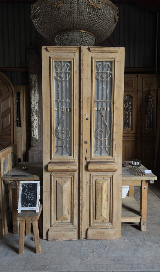 Antique Iron 4 Lite French Doors - 39.5x94.25 - L570