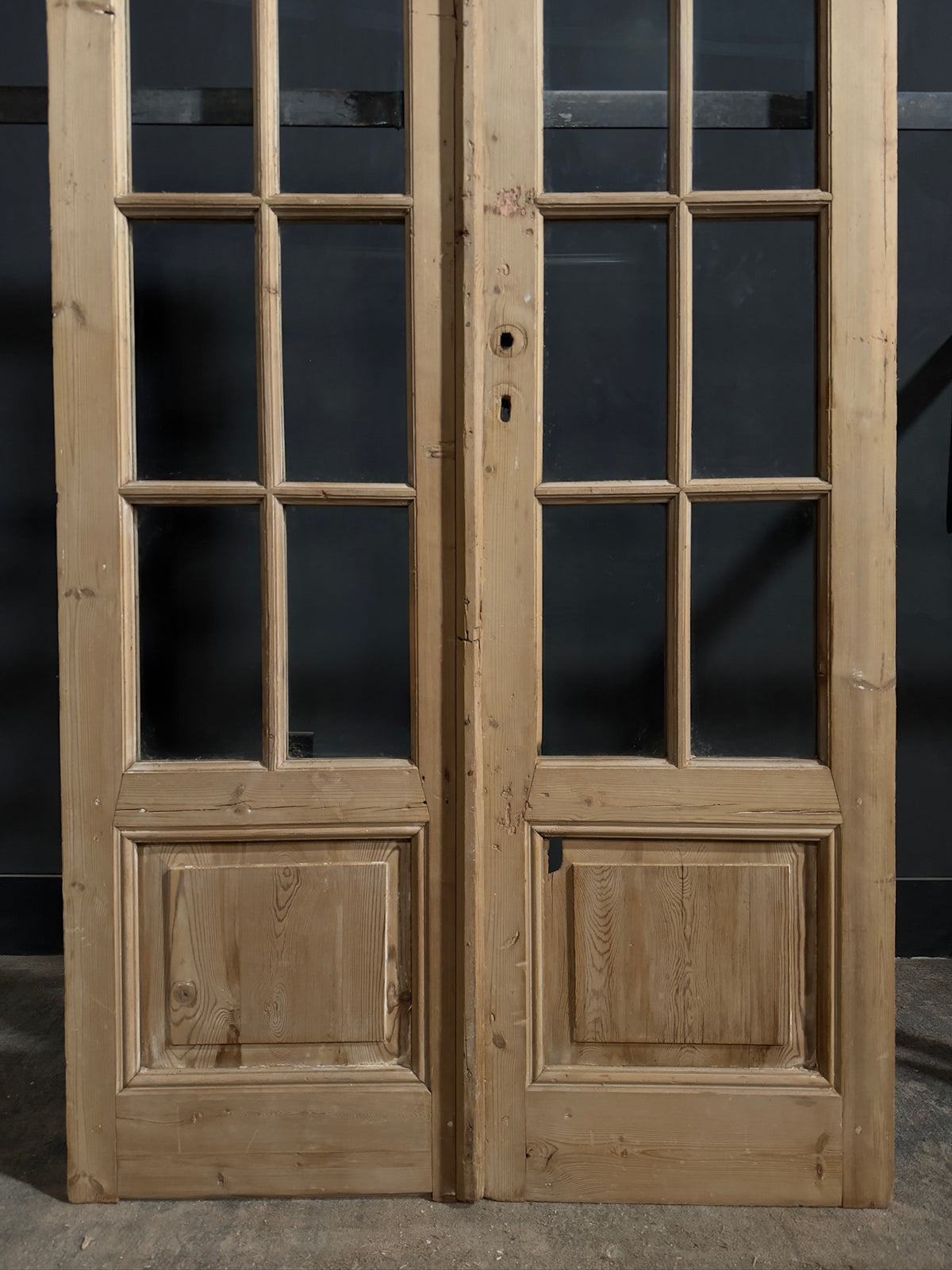 Antique Raised Panel Glass French Doors - 44x85.5 - N775