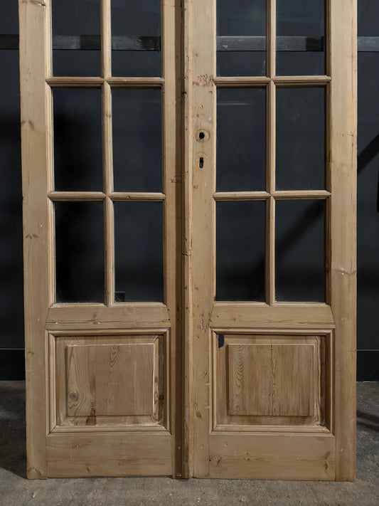 Antique Raised Panel Glass French Doors - 44x85.5 - N775