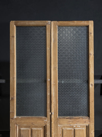 Antique Obscured Glass 1 Lite French Doors - 47.25x93.25 - N662