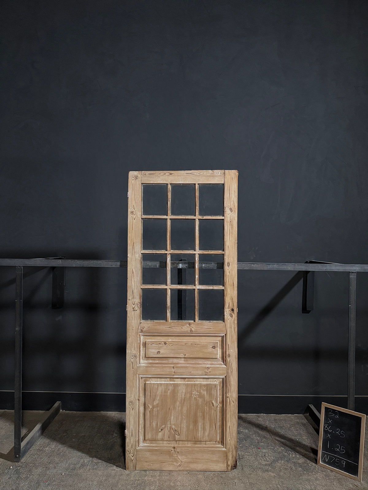 Antique Raised Panel Glass Pantry Door - 32x86.25 - N759