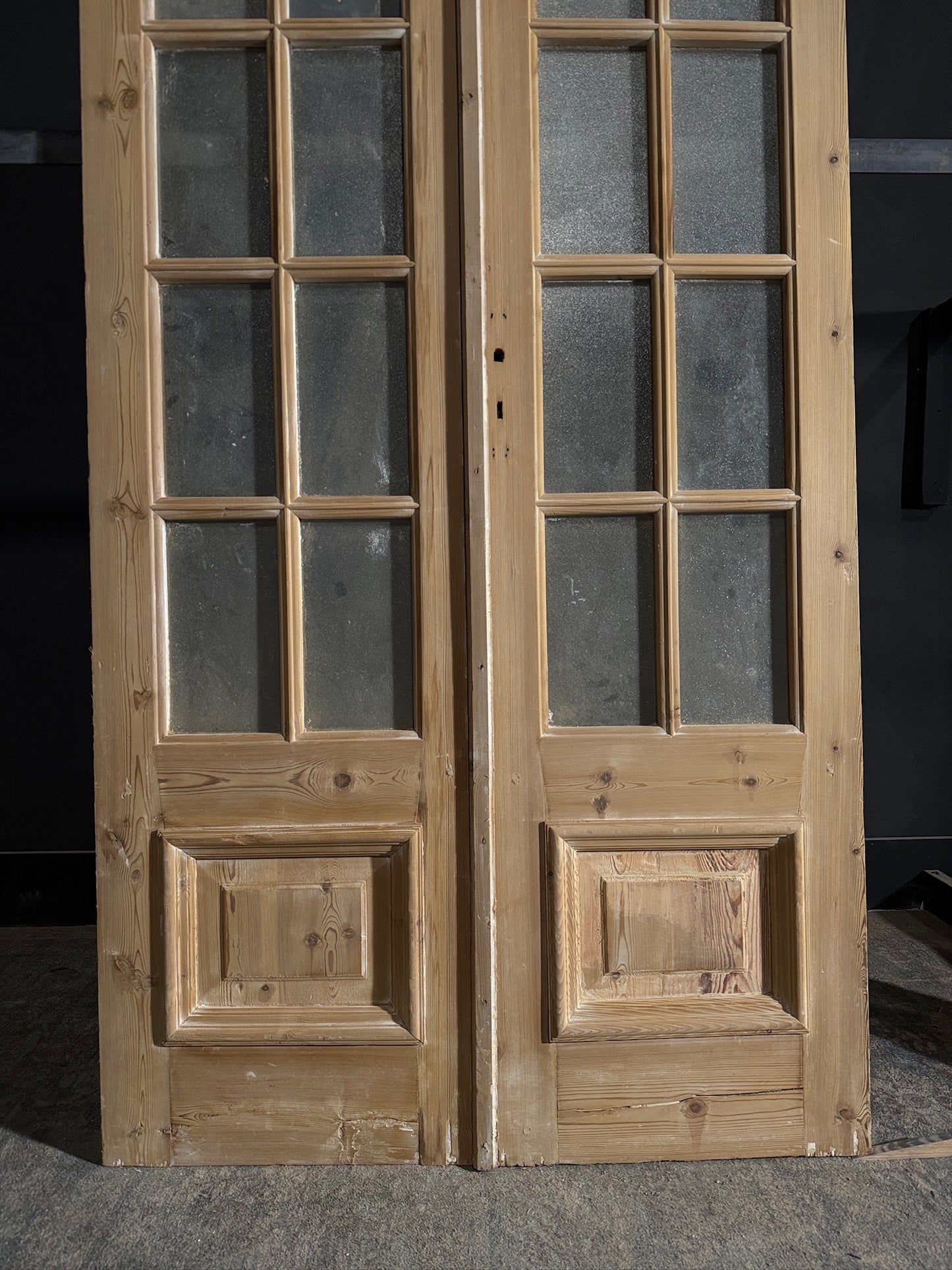 Antique Obscured Glass French Doors - 44.25x95.5 - N471