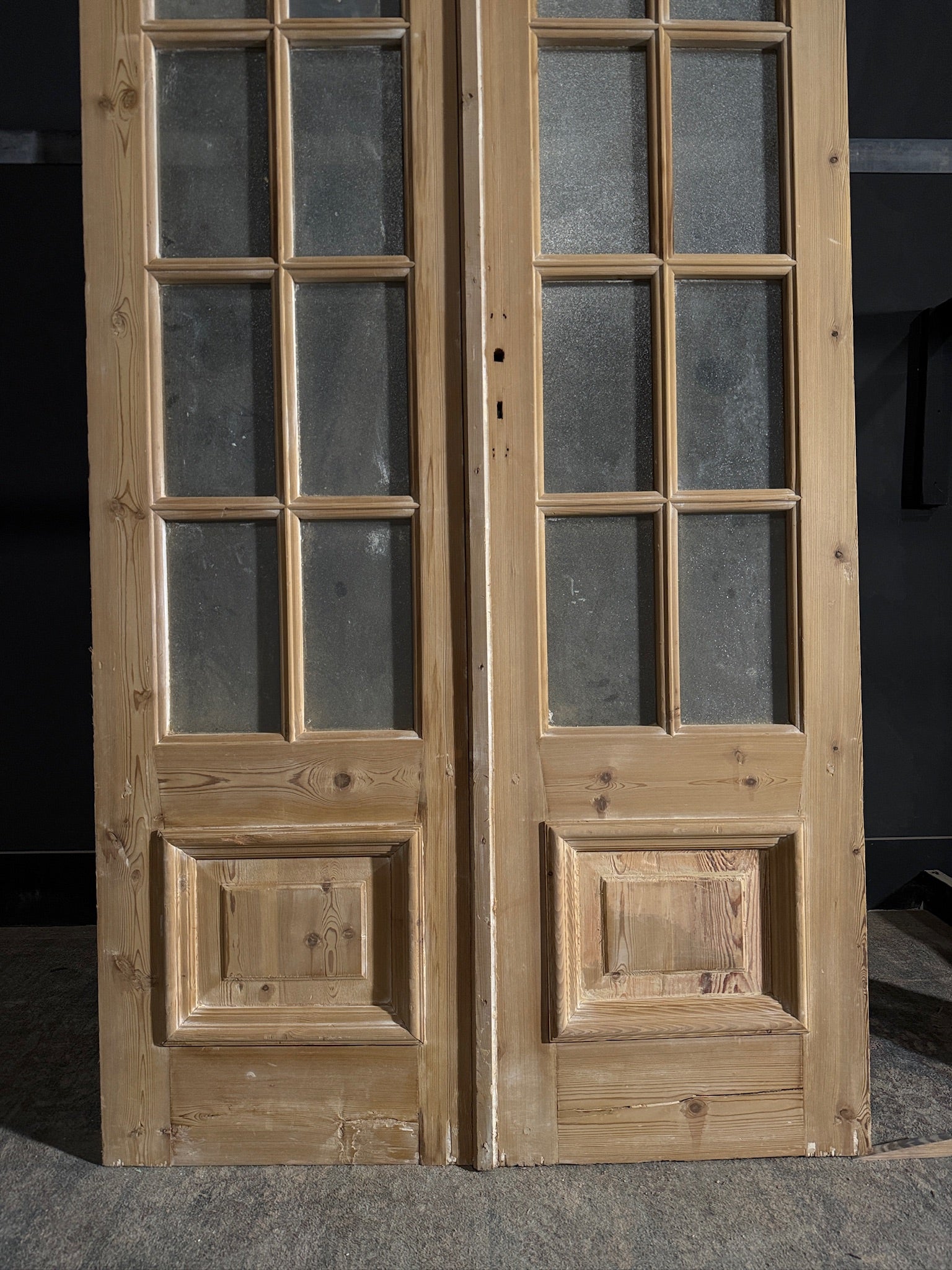 Antique Obscured Glass French Doors - 44.25x95.5 - N471