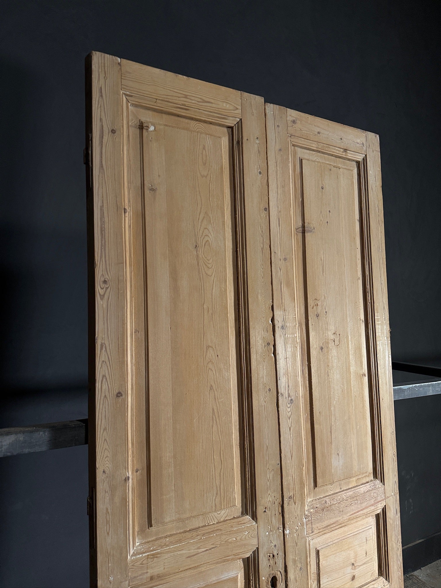 Antique 3 Panel Solid Double Doors - 41.75x97 - N594