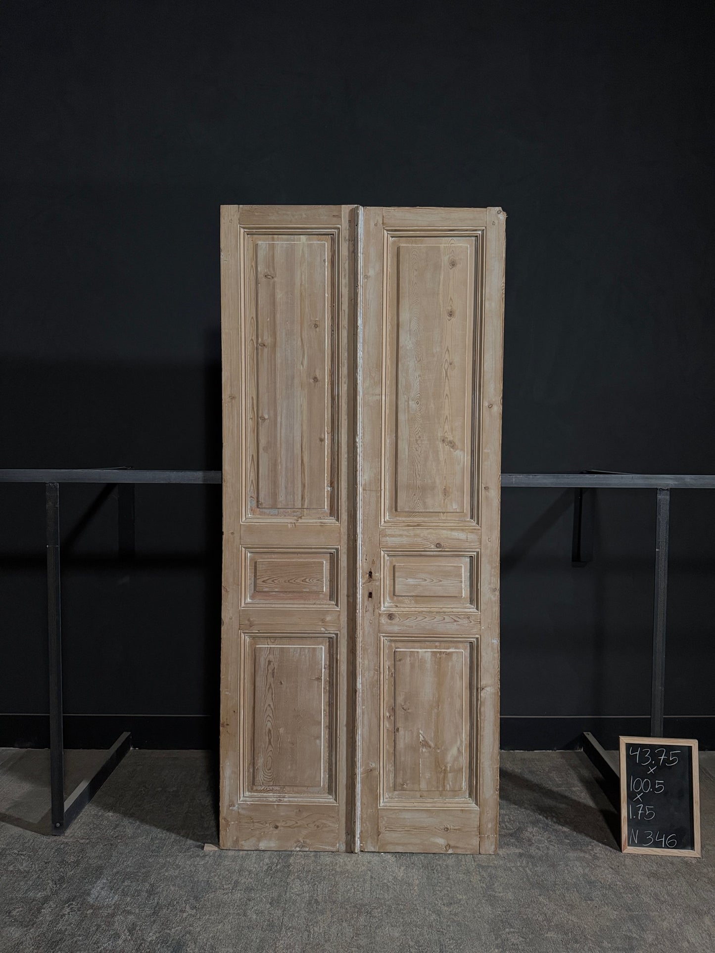 Antique 3 Panel Solid Double Doors - 43.75x100.5 - N346
