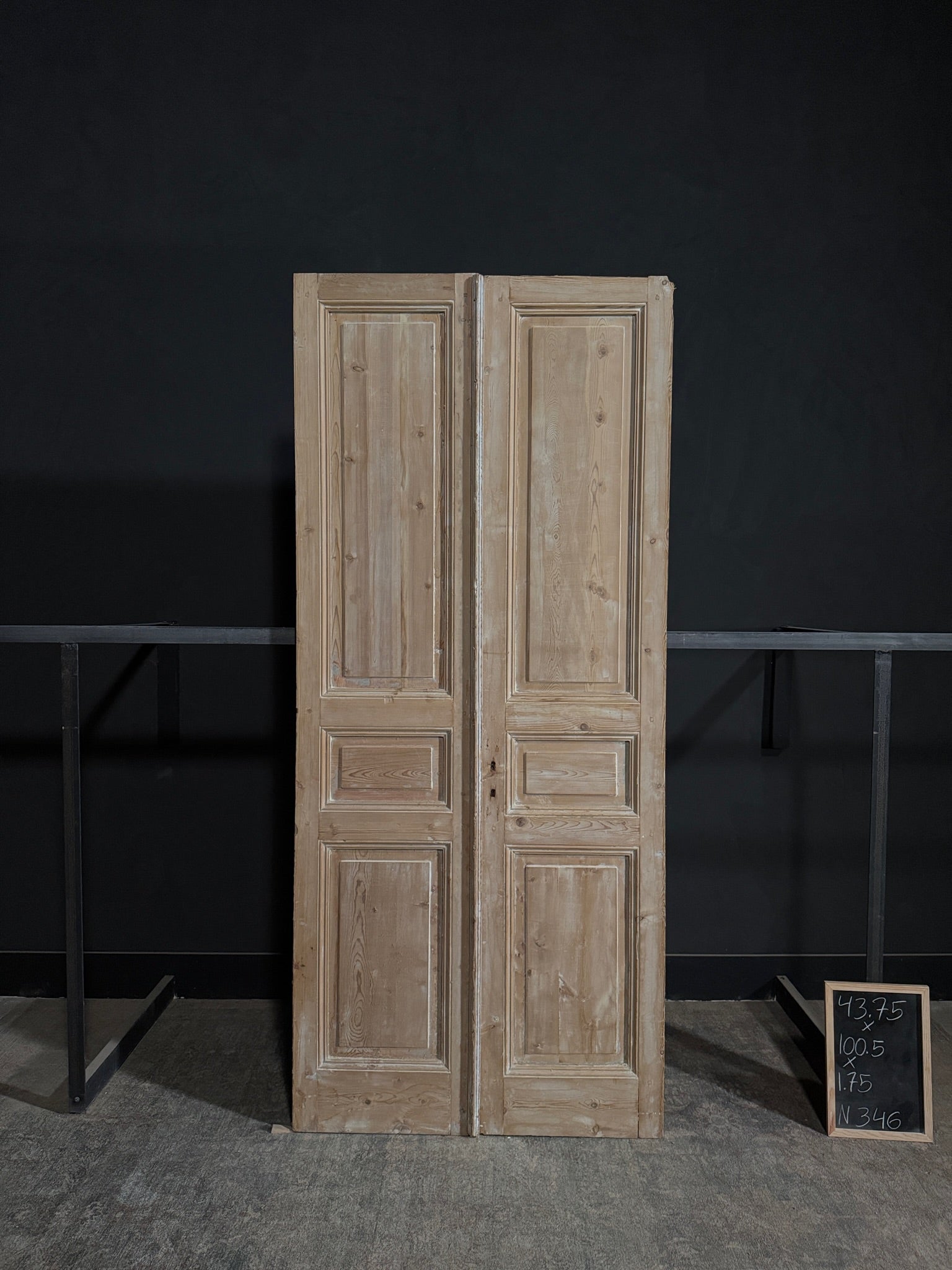 Antique 3 Panel Solid Double Doors - 43.75x100.5 - N346