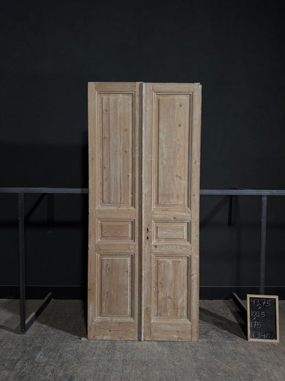 Antique 3 Panel Solid Double Doors - 43.75x100.5 - N346