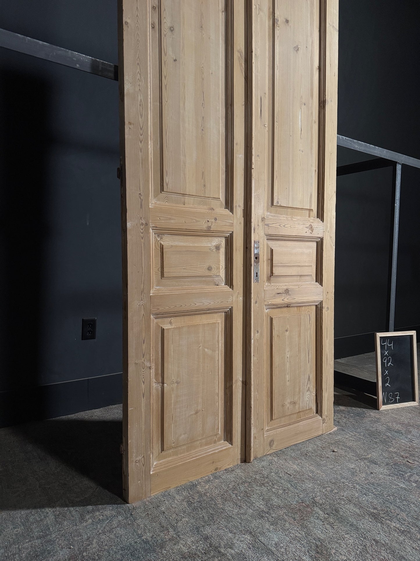 Antique 3 Panel Solid Double Doors - 44x92 - N87