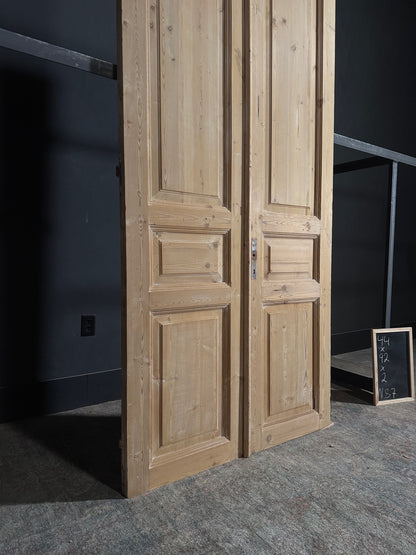 Antique 3 Panel Solid Double Doors - 44x92 - N87