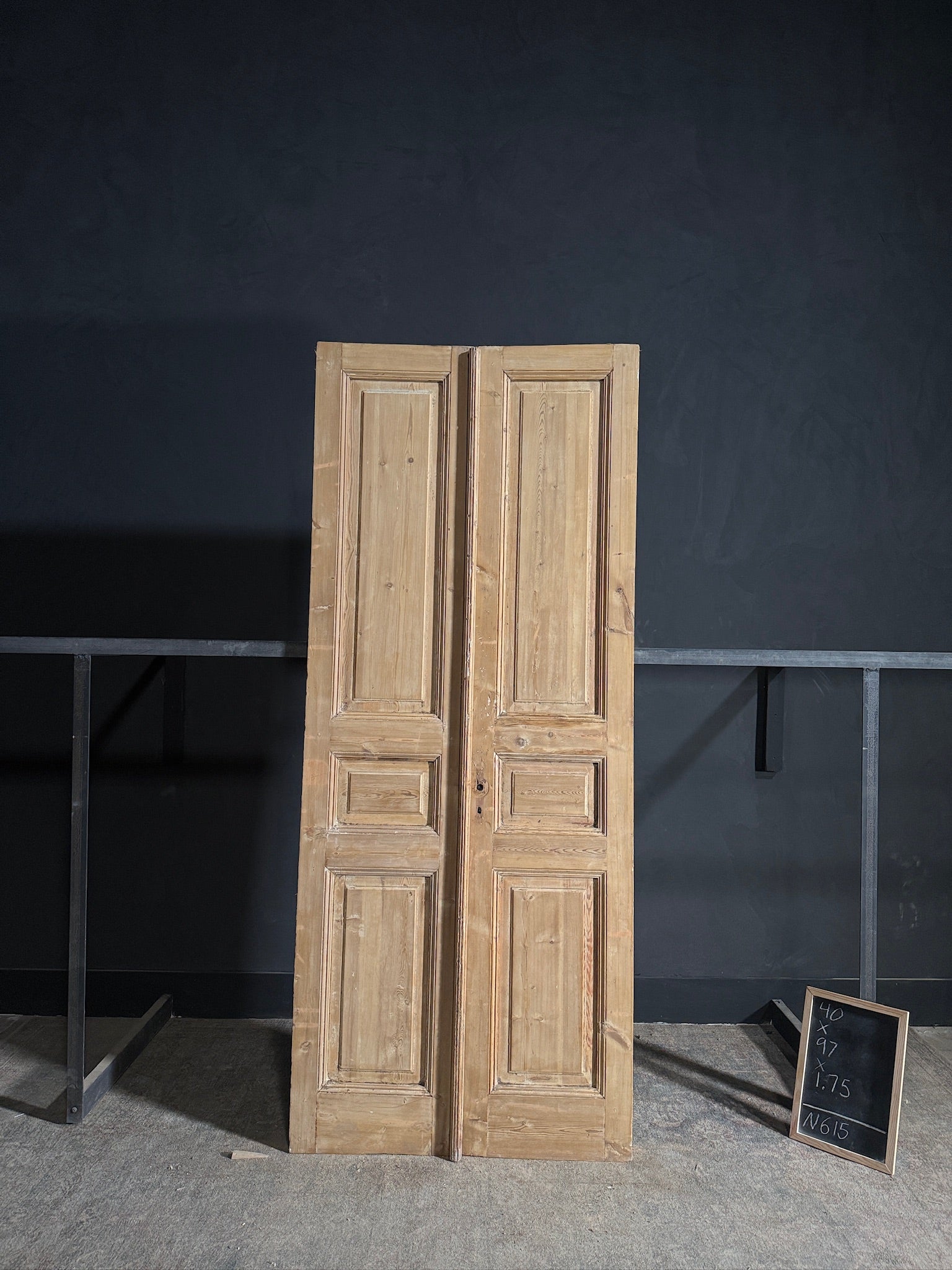 Antique 3 Panel Solid Double Doors - 40x97 - N615