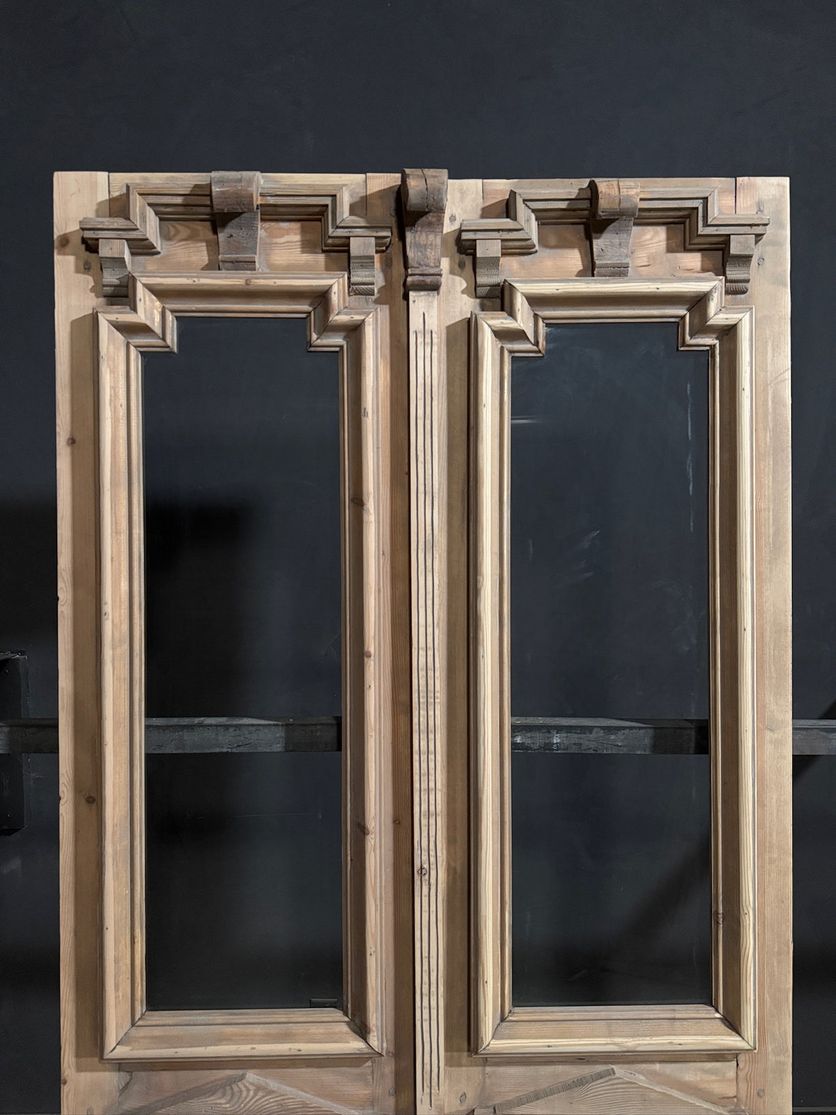 Antique Architectural Fluted Glass French Doors - 48.5x96.5 - N708