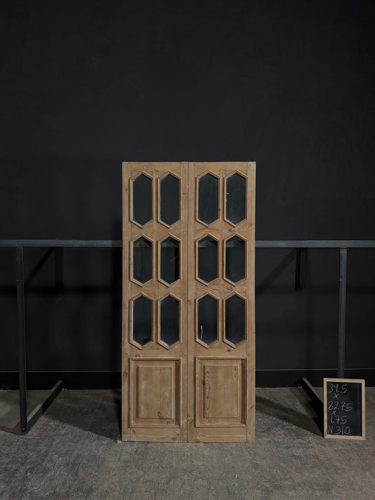 Antique Glass 6 Lite French Doors - 39.5x82.75 - N310