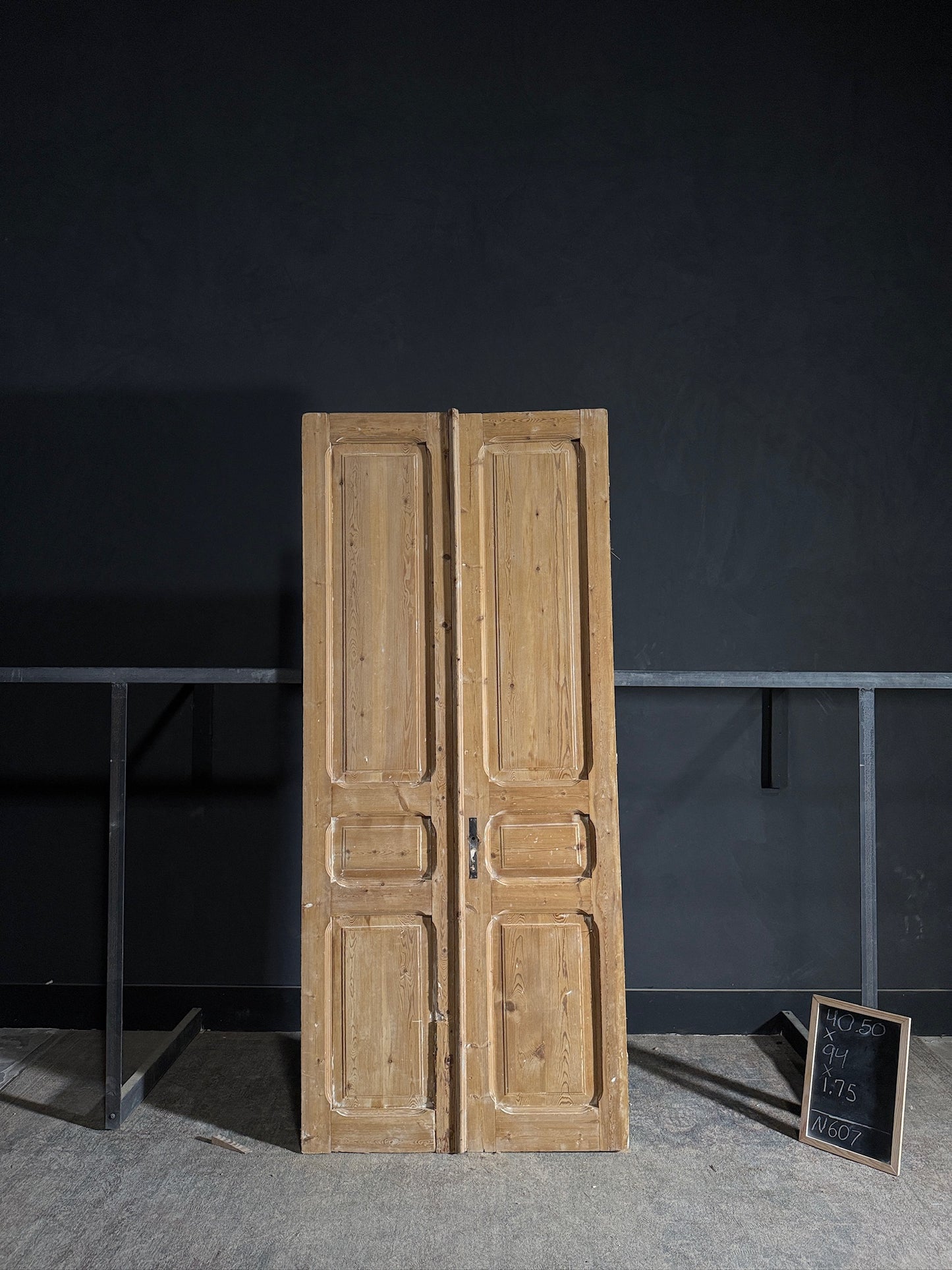 Antique 3 Panel Solid Double Doors - 40.5x94 - N607