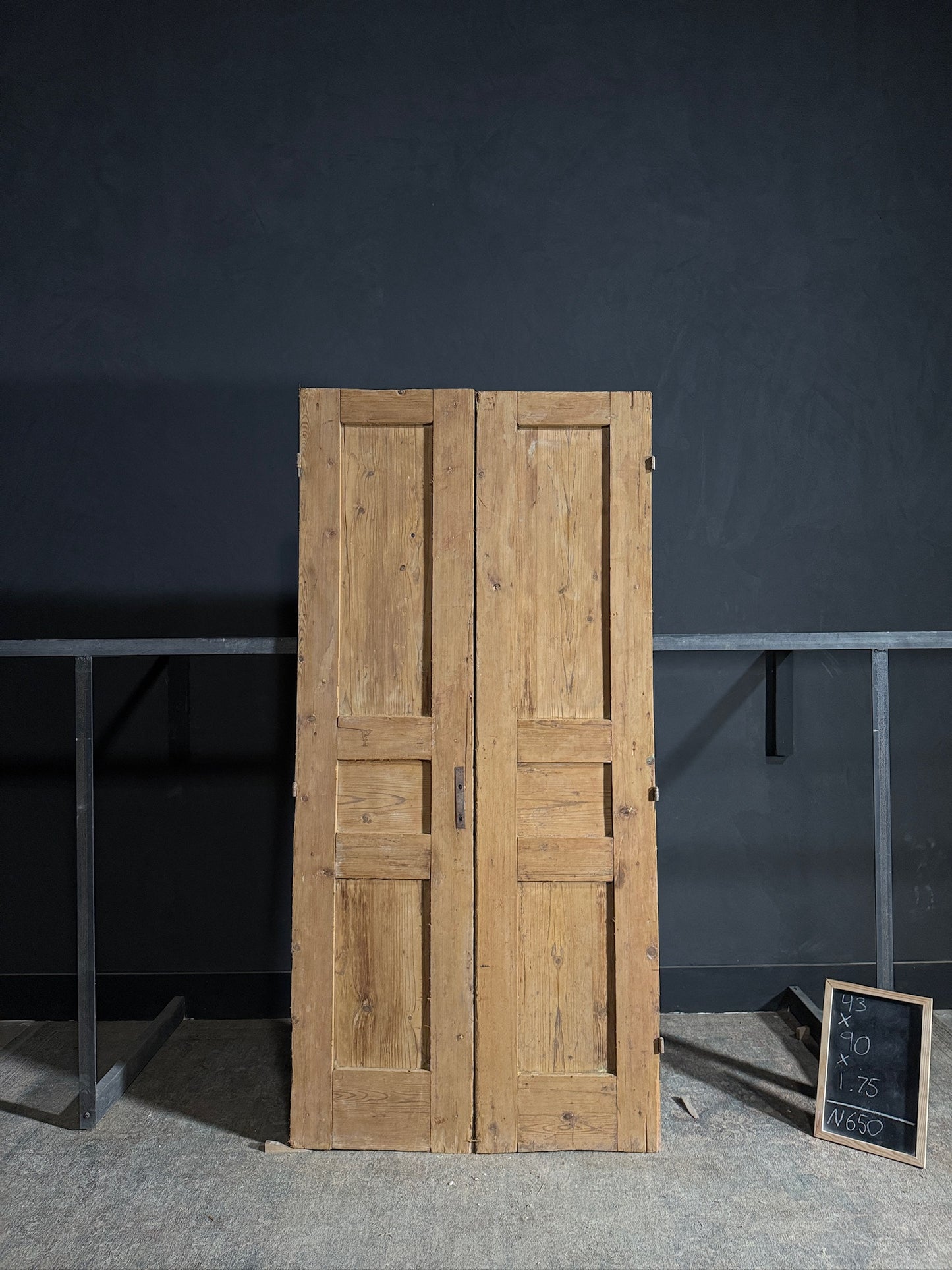 Antique 3 Panel Solid Double Doors - 43x90 - N650
