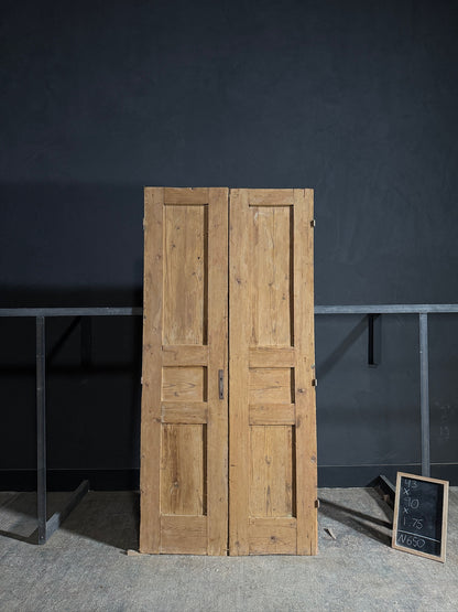 Antique 3 Panel Solid Double Doors - 43x90 - N650