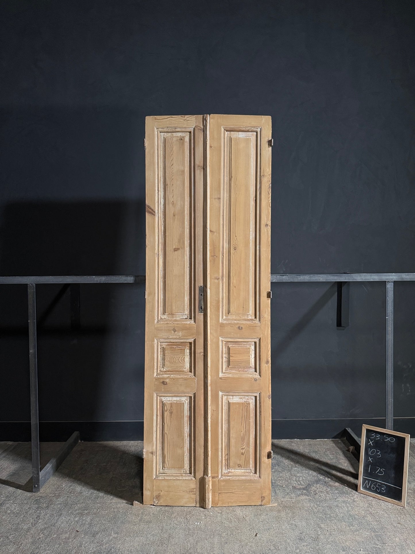 Antique 3 Panel Solid Double Doors - 33.5x103 - N653