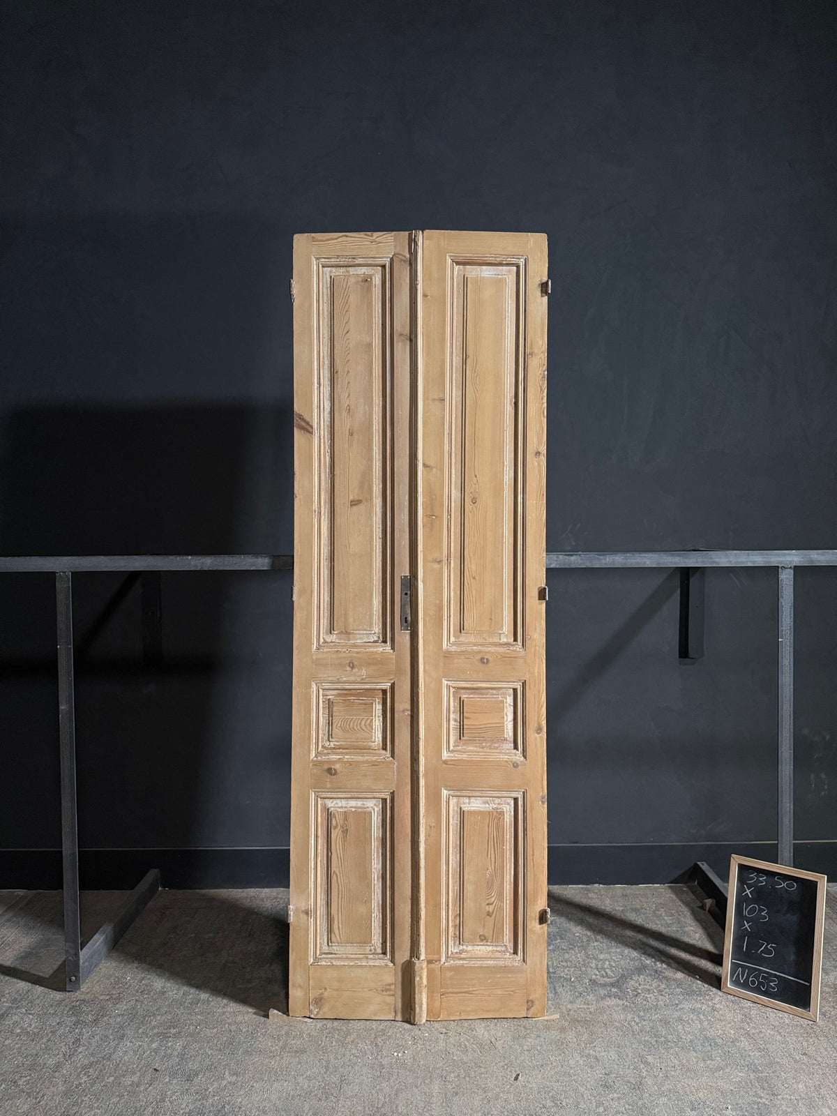 Antique 3 Panel Solid Double Doors - 33.5x103 - N653