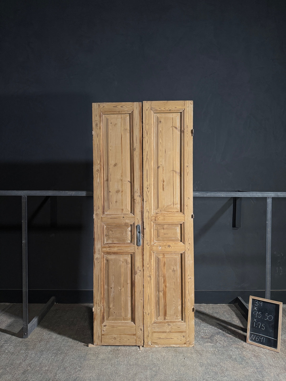 Antique 3 Panel Solid Double Doors - 39x95.5 - N641