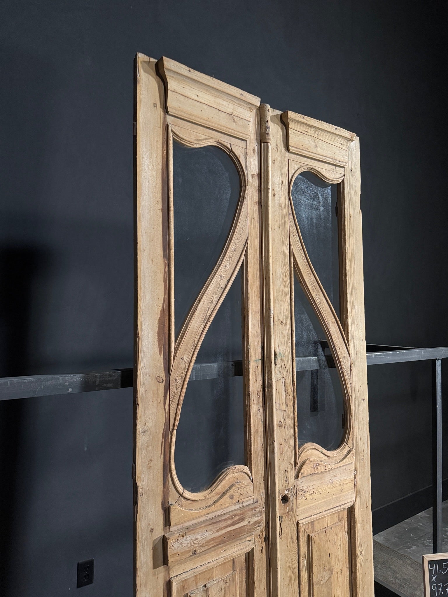 Antique Art Nouveau Glass French Doors - 41.5x97.75 - N65