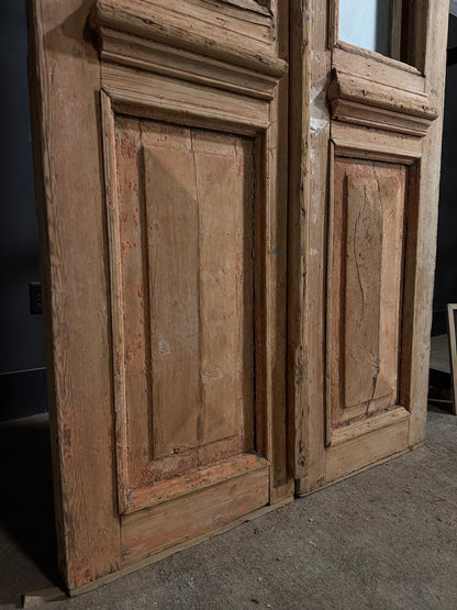 Antique Architectural Textured Glass Double Doors - 47x88.25 - N745