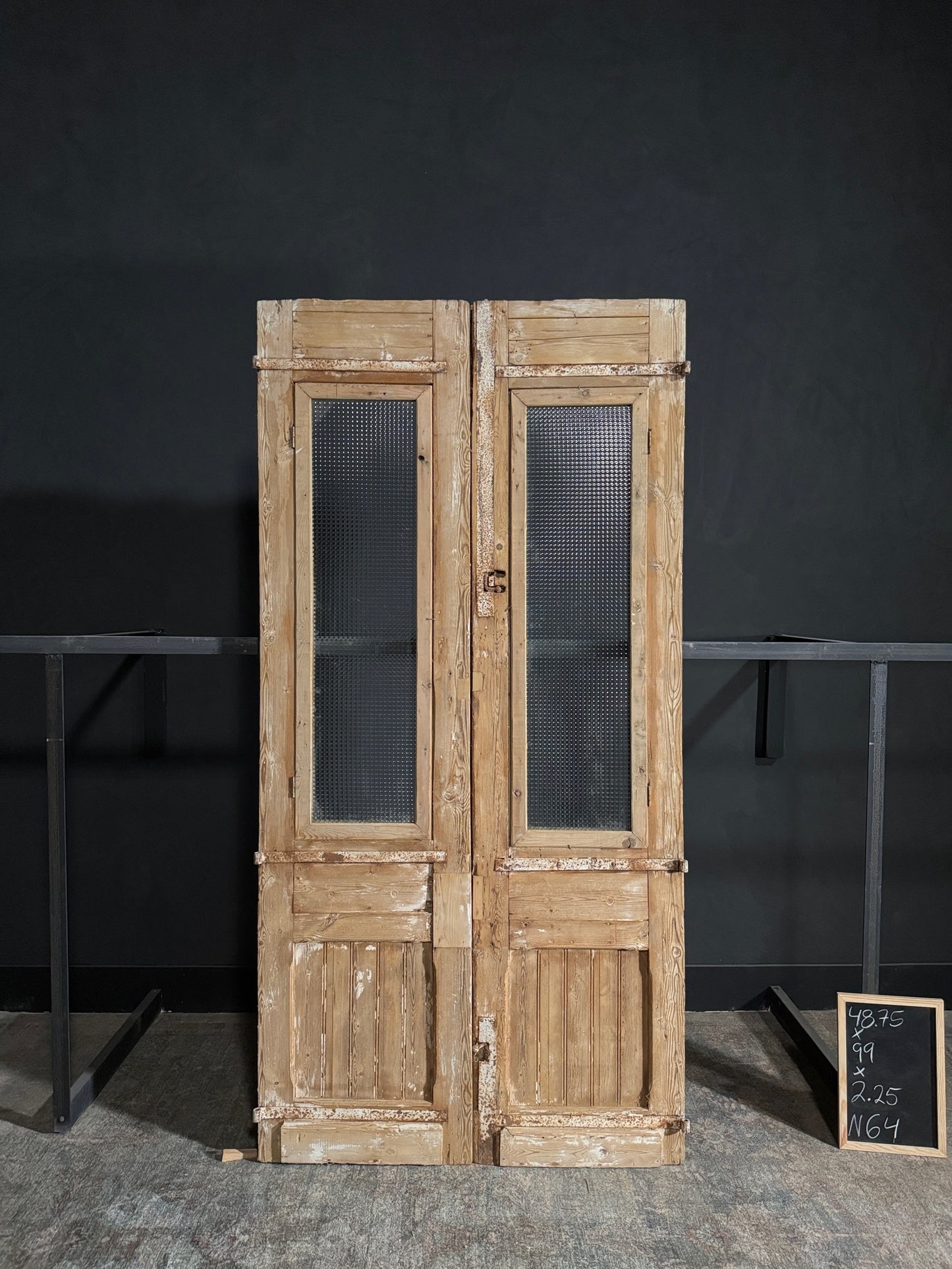 Antique Glass 1 Lite French Doors - 48.75x99 - N64