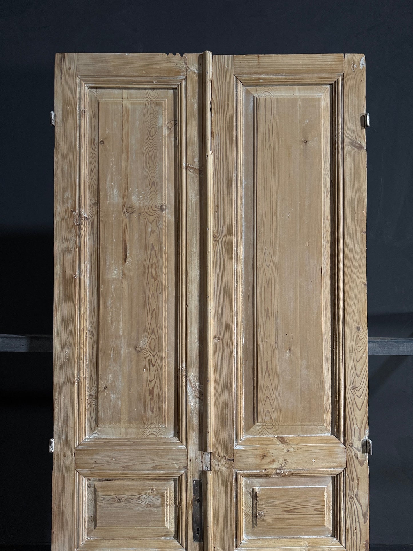 Antique 4 Panel Solid Double Doors - 39.75x97 - N619