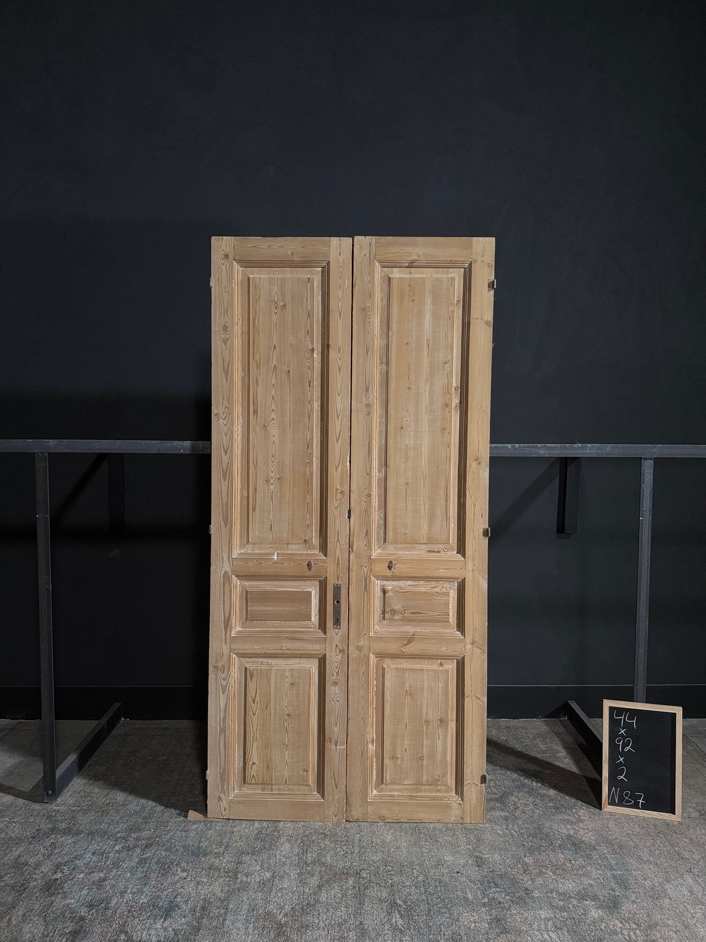 Antique 3 Panel Solid Double Doors - 44x92 - N87