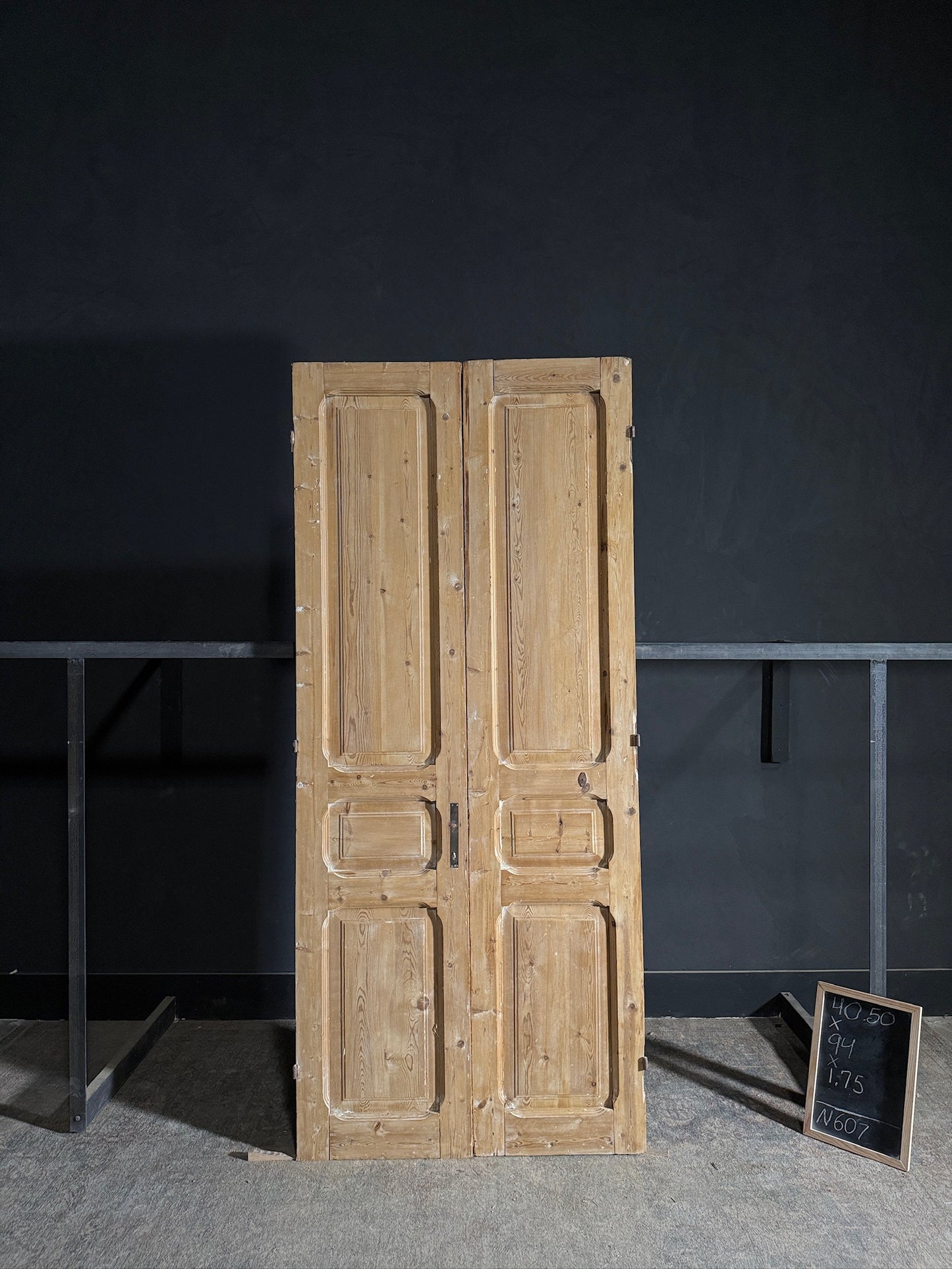 Antique 3 Panel Solid Double Doors - 40.5x94 - N607