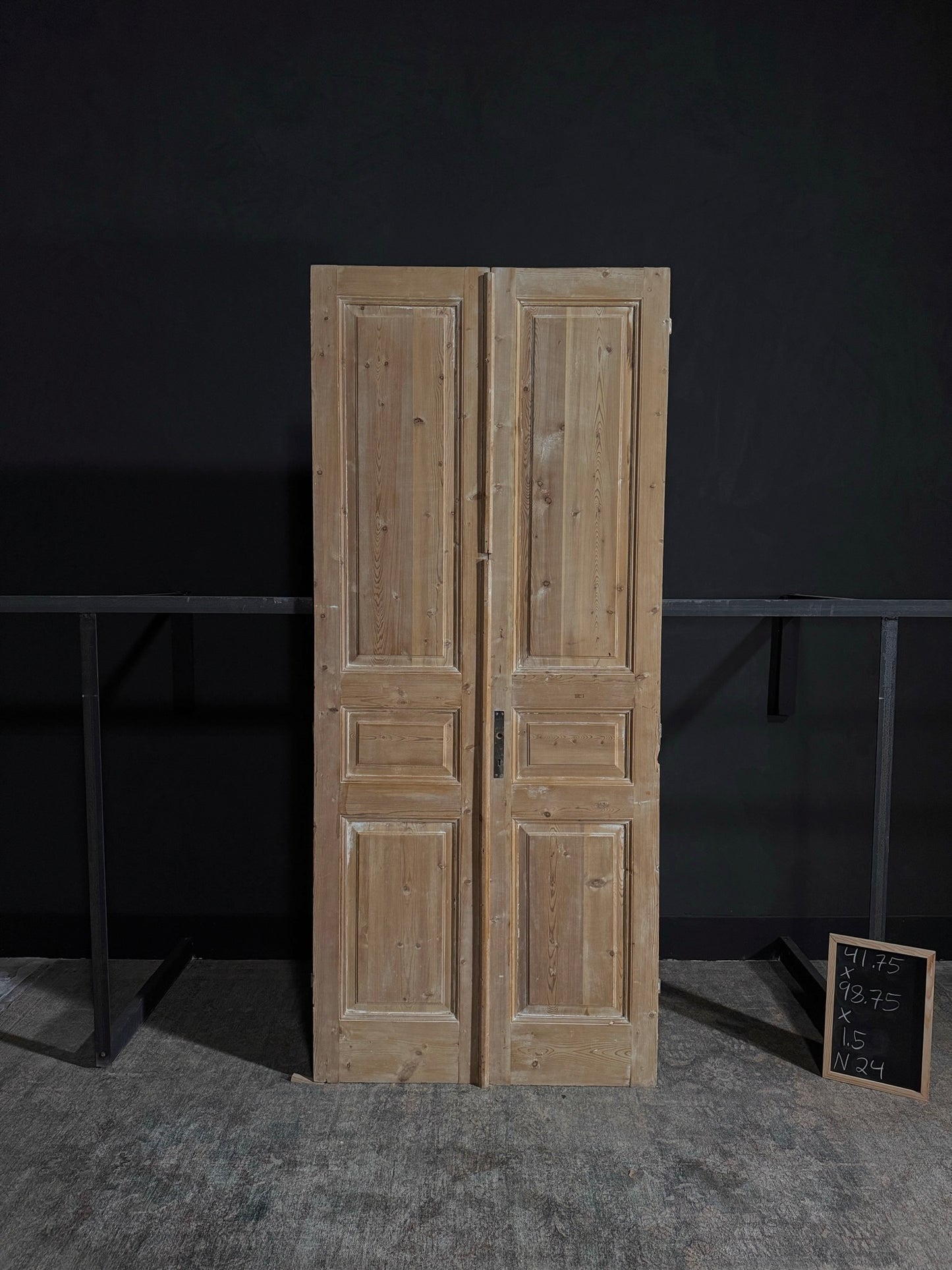 Antique Iron 3 Panel Double Doors - 41.75x98.75 - N24