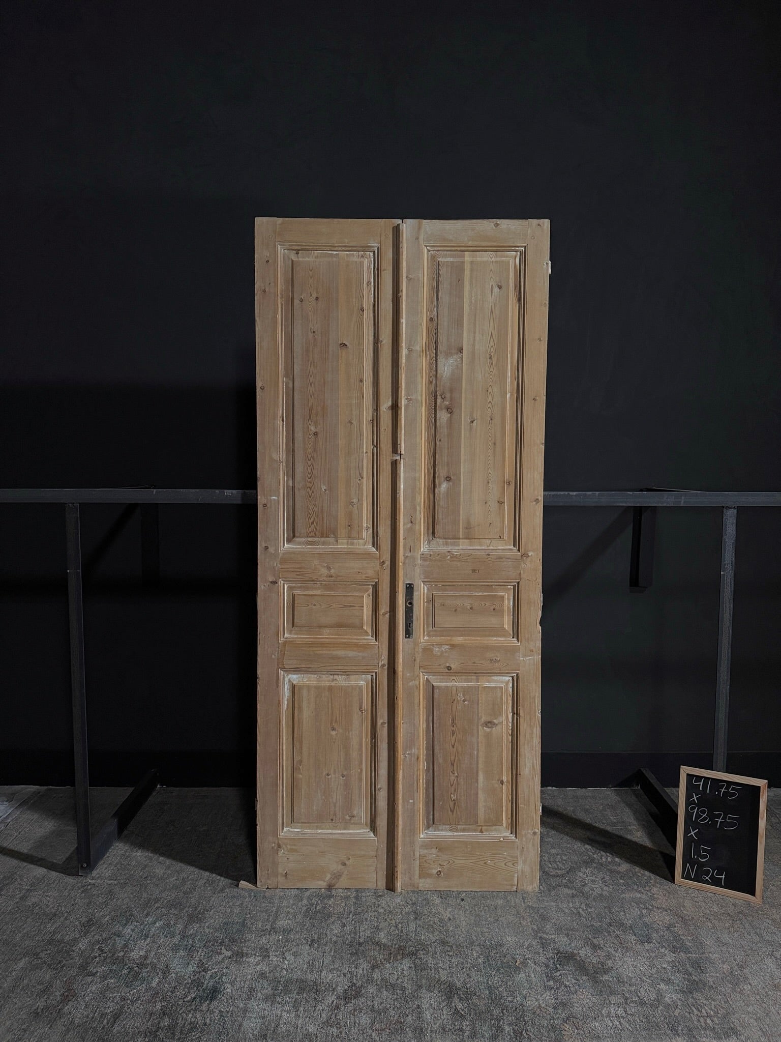 Antique Iron 3 Panel Double Doors - 41.75x98.75 - N24