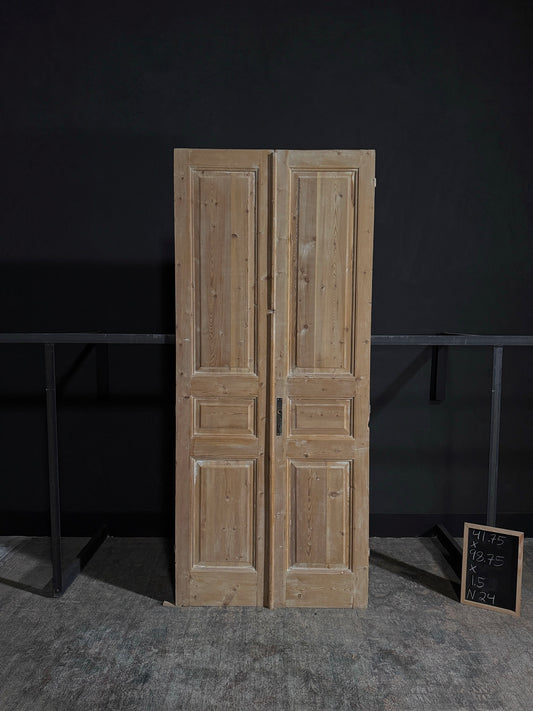 Antique Iron 3 Panel Double Doors - 41.75x98.75 - N24