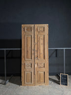 Antique Carved 4 Panel Double Doors - 43.5x98.5 - N644