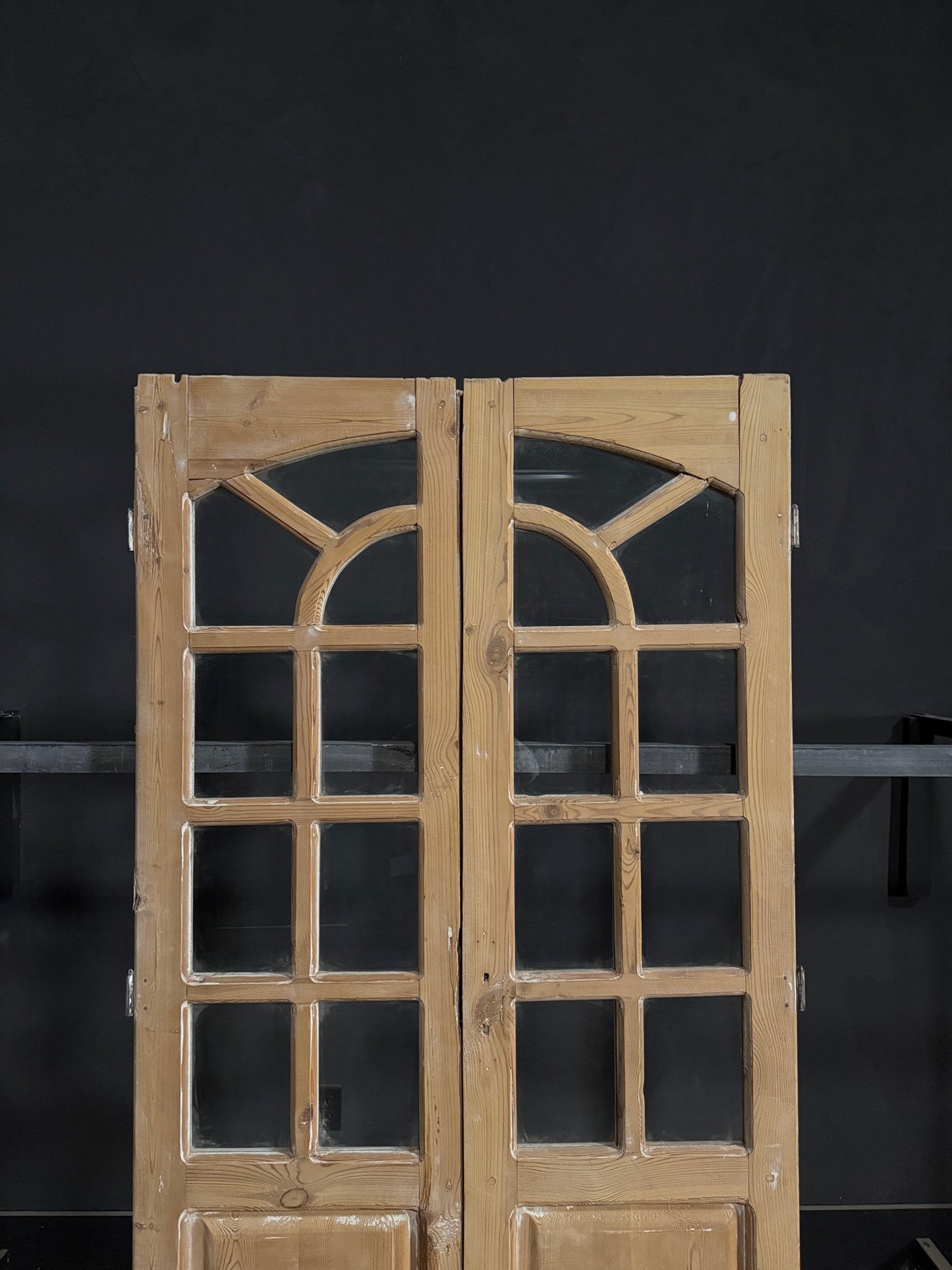 Antique Glass 7 Lite Arched French Doors - 43.5x85 - N289