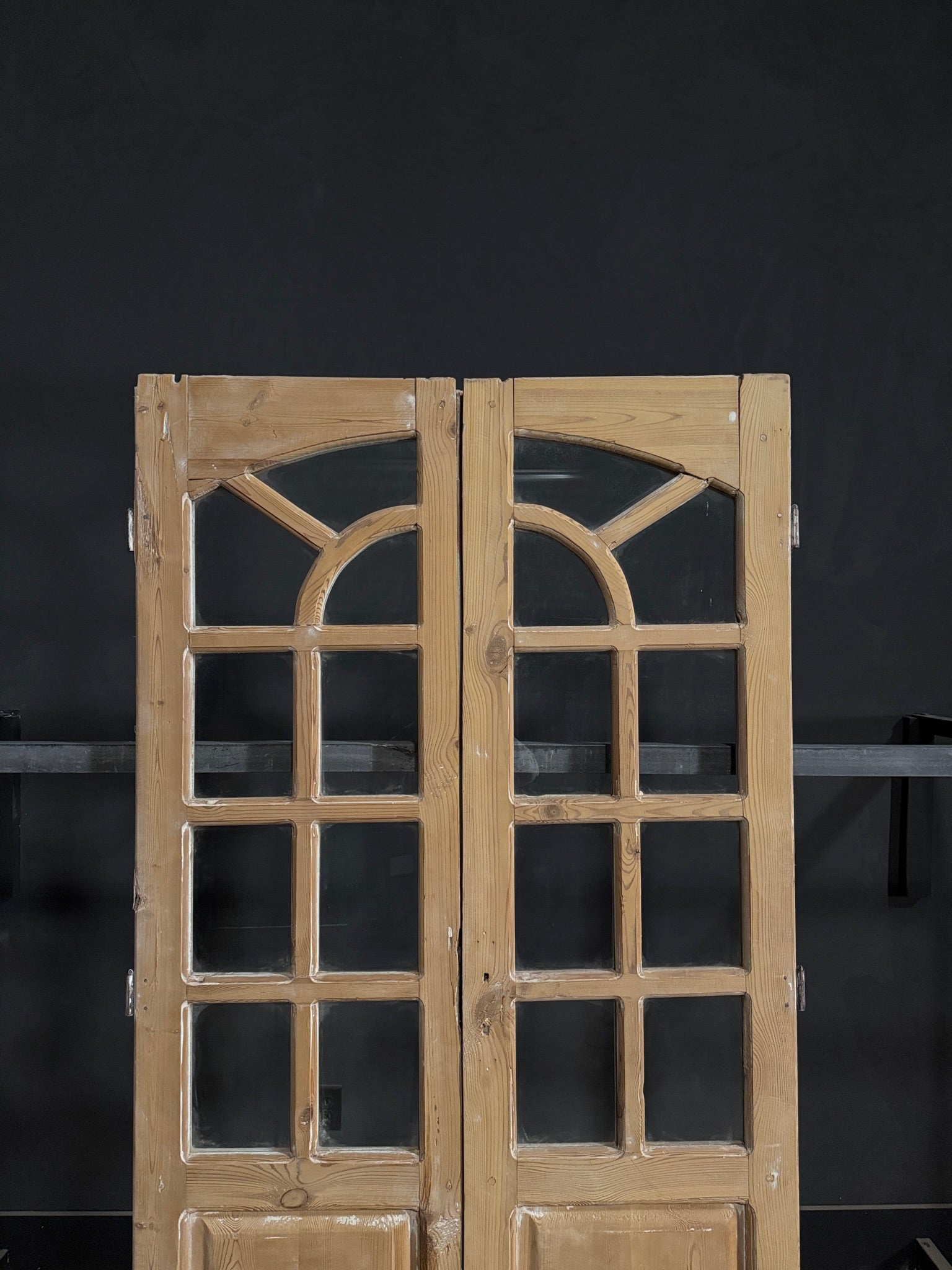 Antique Glass 7 Lite Arched French Doors - 43.5x85 - N289