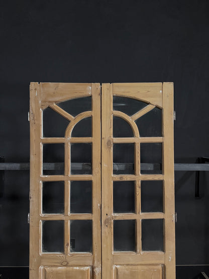 Antique Glass 7 Lite Arched French Doors - 43.5x85 - N289