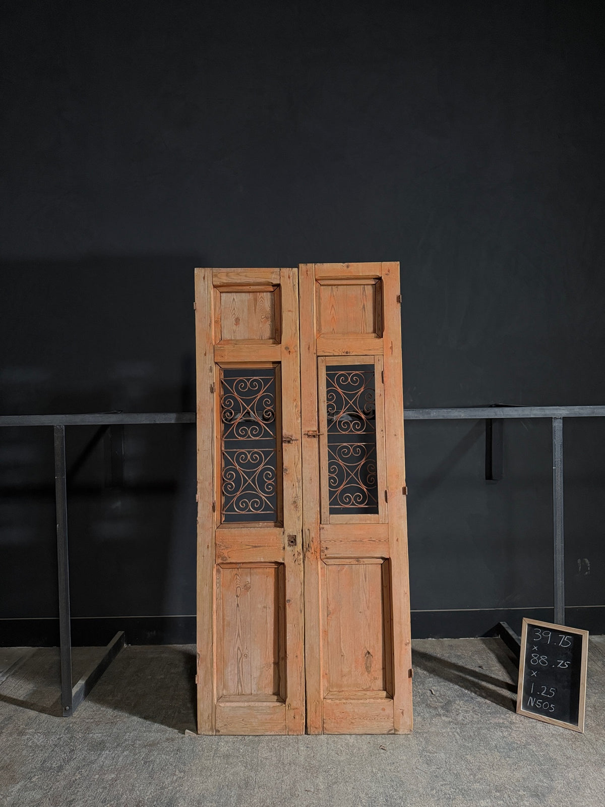 Antique Carved Iron French Doors - 39.75x88.5 - N505