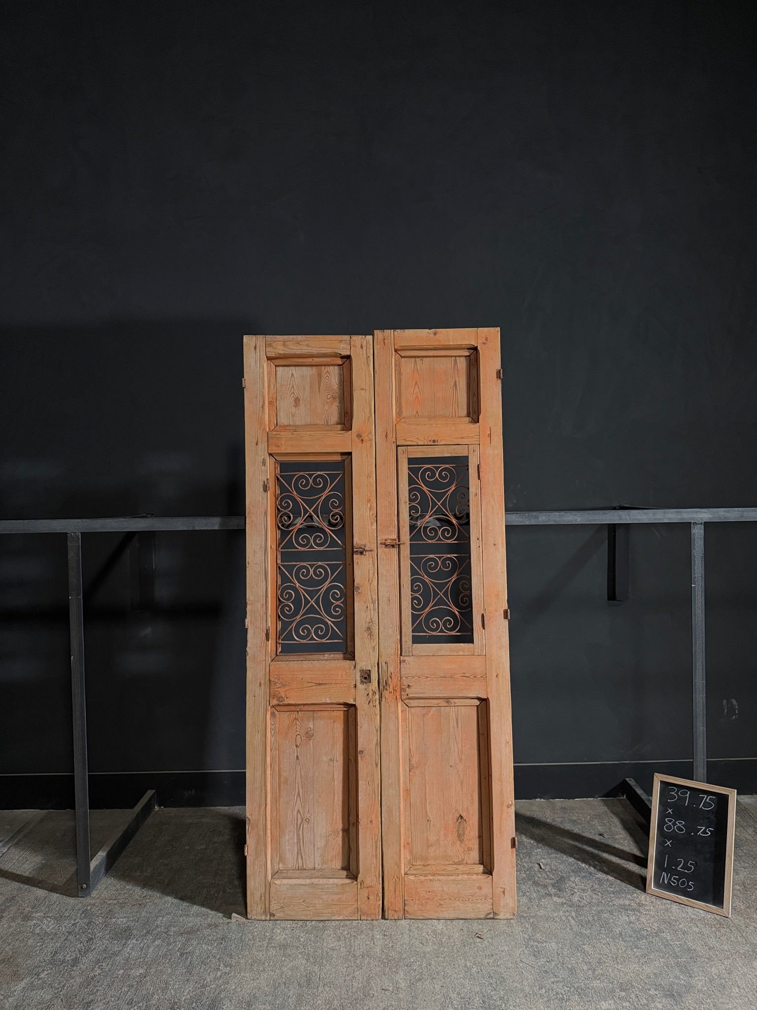 Antique Carved Iron French Doors - 39.75x88.5 - N505
