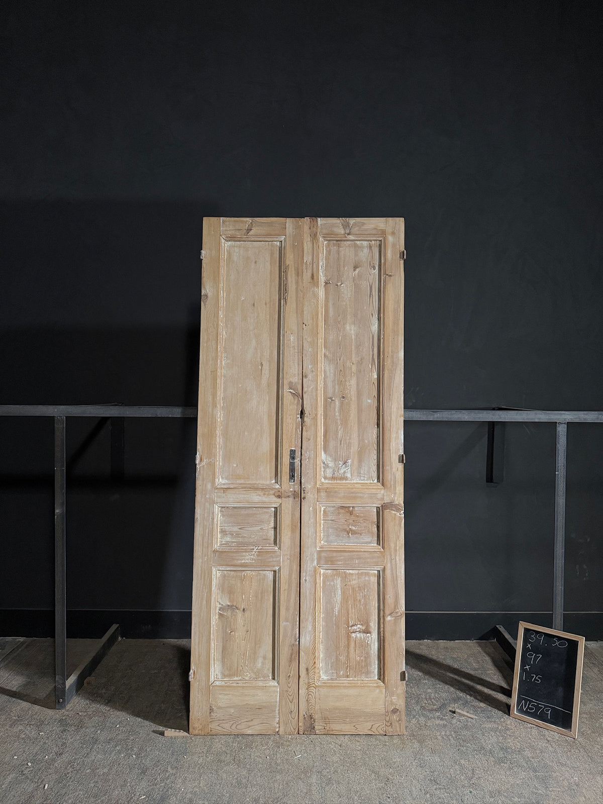 Antique 3 Panel Solid Double Doors - 39.5x97 - N579