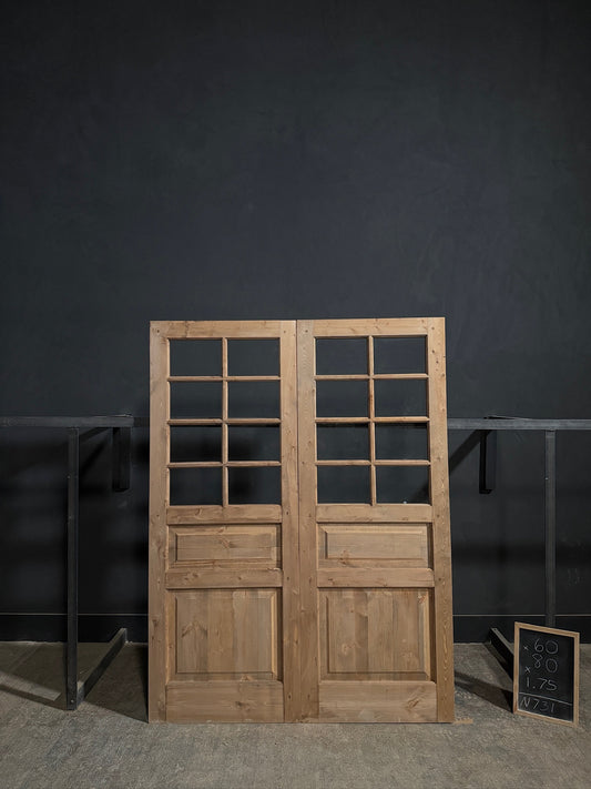Handcrafted Glass 4 Lite French Doors - 60x80 - N731